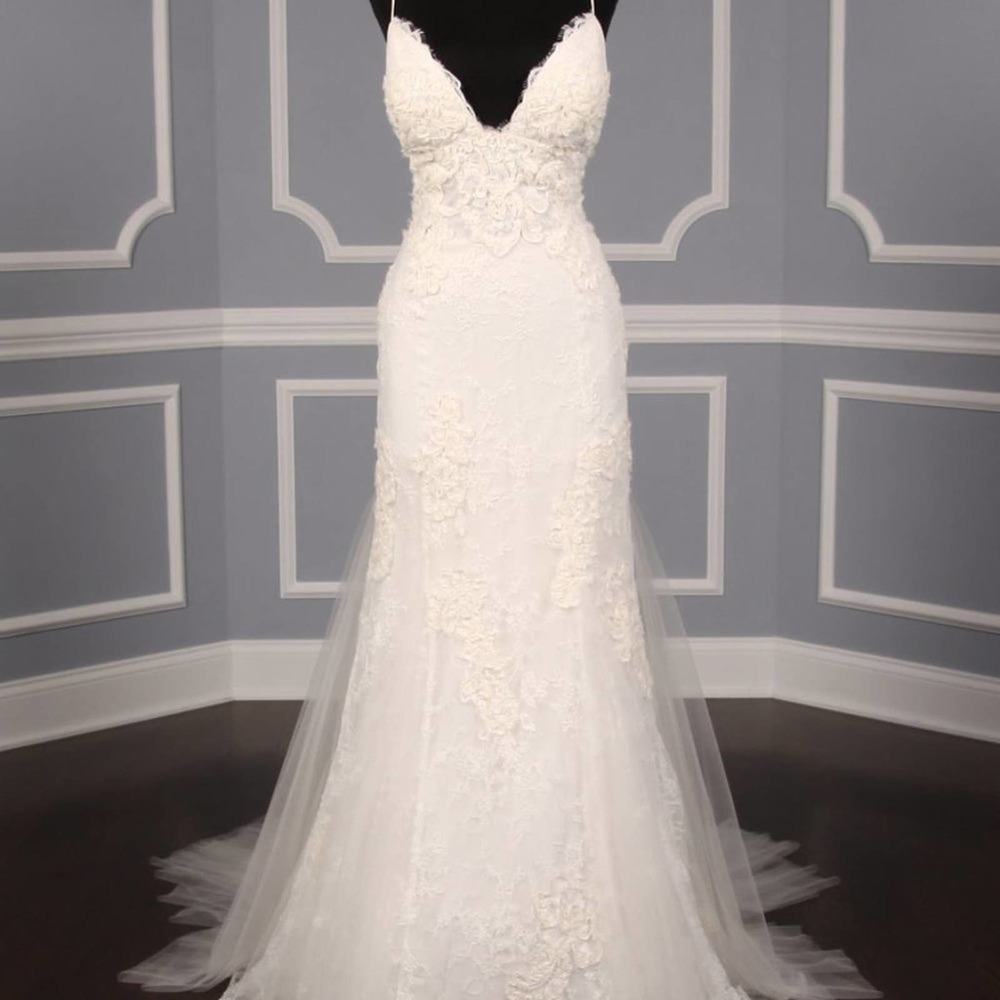 Amsale Blue Label M670 Sexy Straps Lace Wedding Dress Bridal 8.